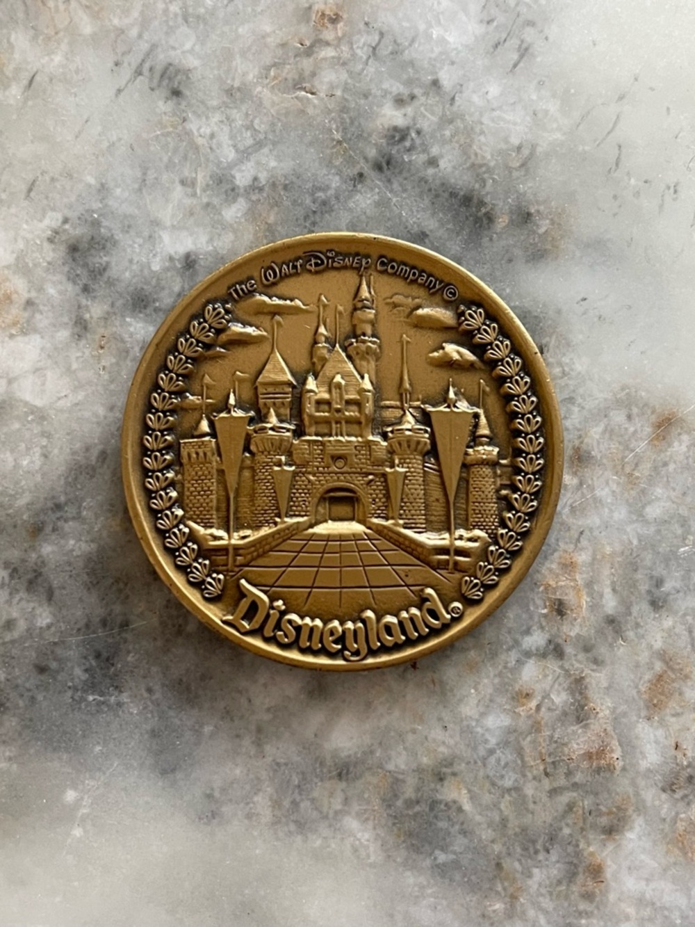 VINTAGE DISNEY Coin Medallion Disneyland resort Cinderella Castle Main St Lands